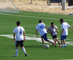 Playing football