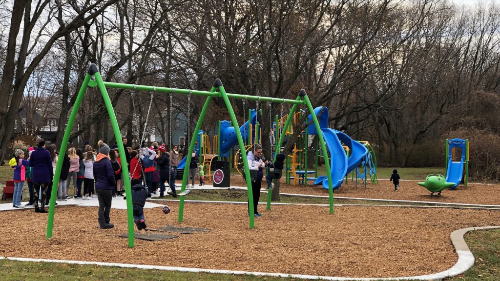 Kids on Slides and Swings at fox hill